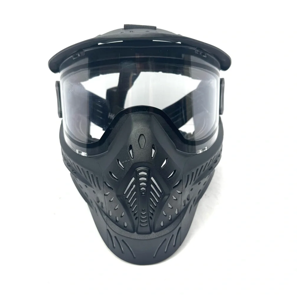 HSTL Goggle Paintball Airsoft Mask with Anti Fog Thermal Lens (Black/Clear Lens)